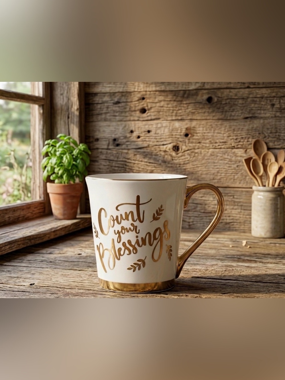 Count Your Blessings Gold Accented Ceramic Mug